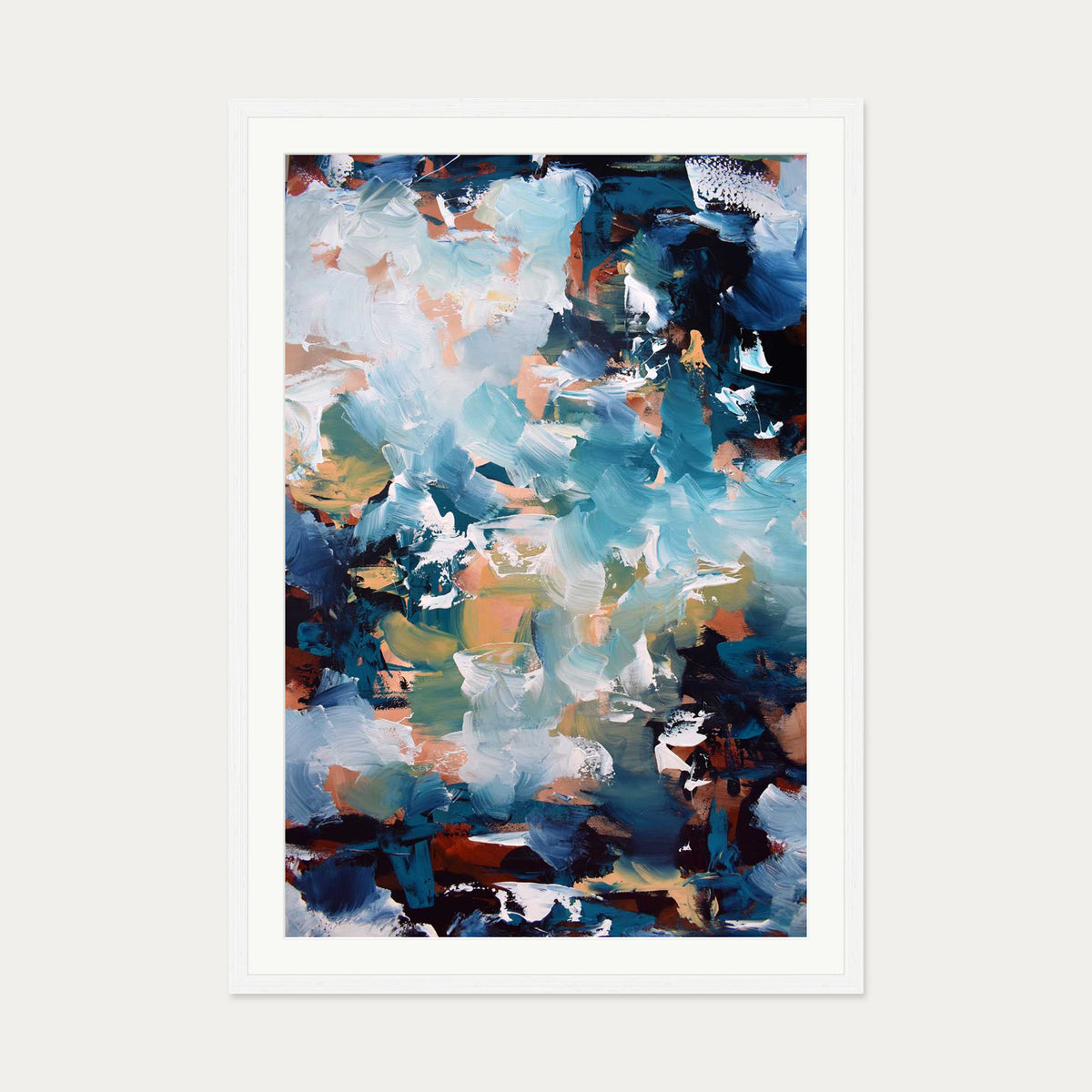 Abstract 473 Art Print — 70 x 100 cm — White Frame