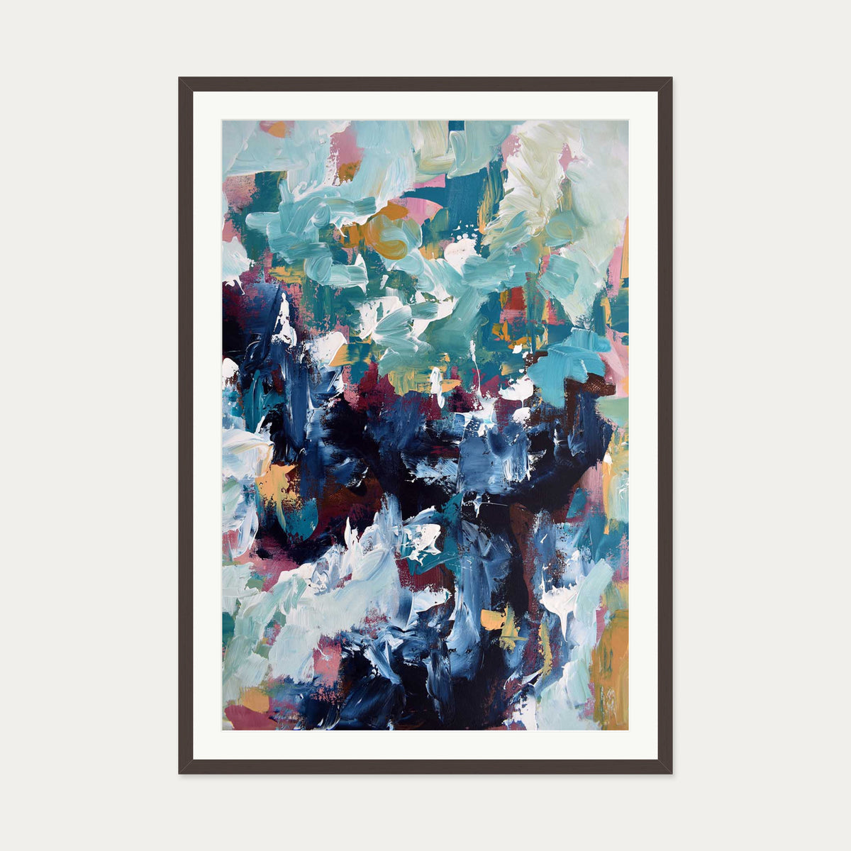 Abstract 474 Art Print — 70 x 100 cm — Brown Frame
