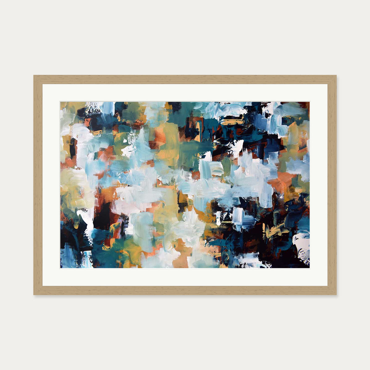 Abstract 475 Art Print — 50 x 70 cm — Oak Frame