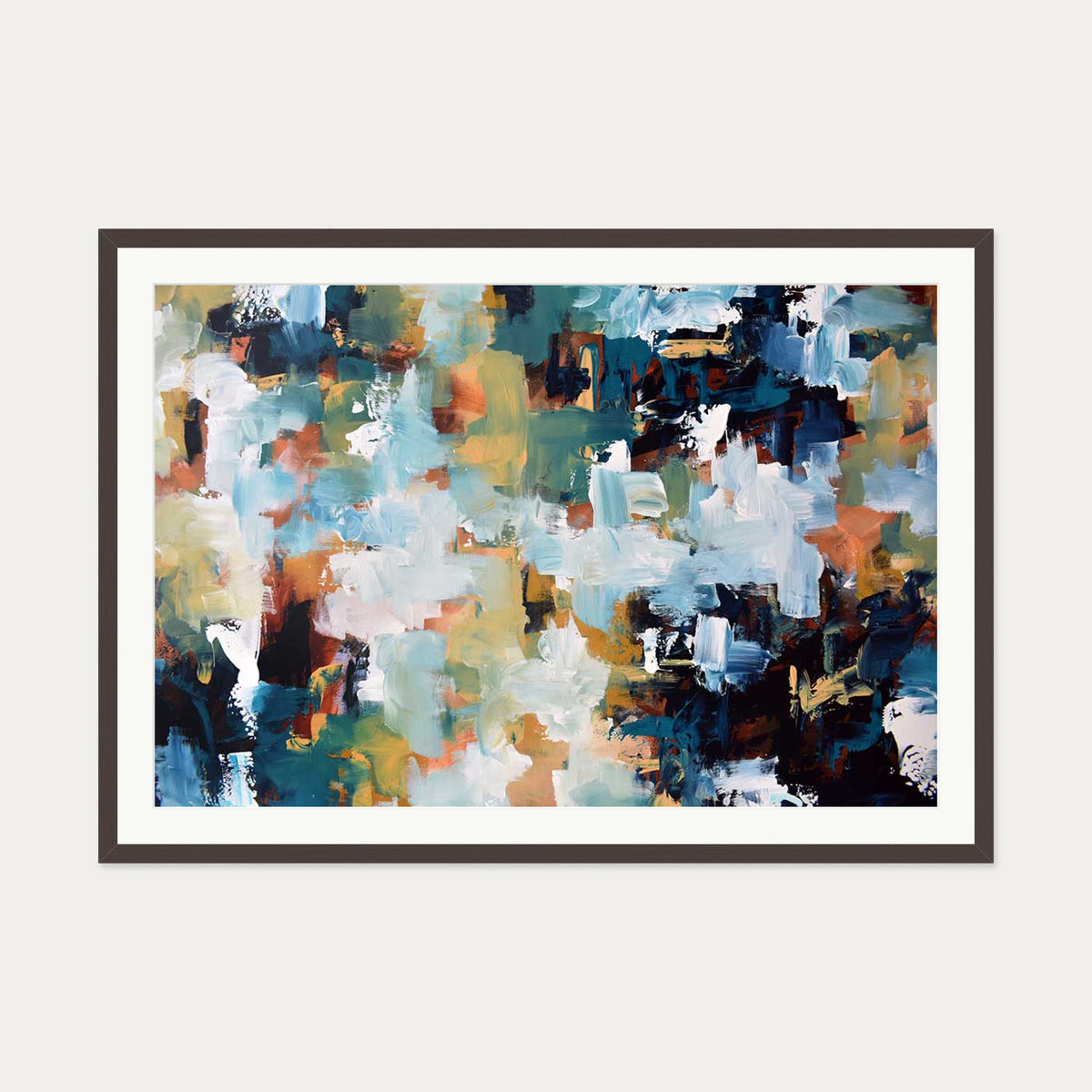 Abstract 475 Art Print — 70 x 100 cm — Brown Frame