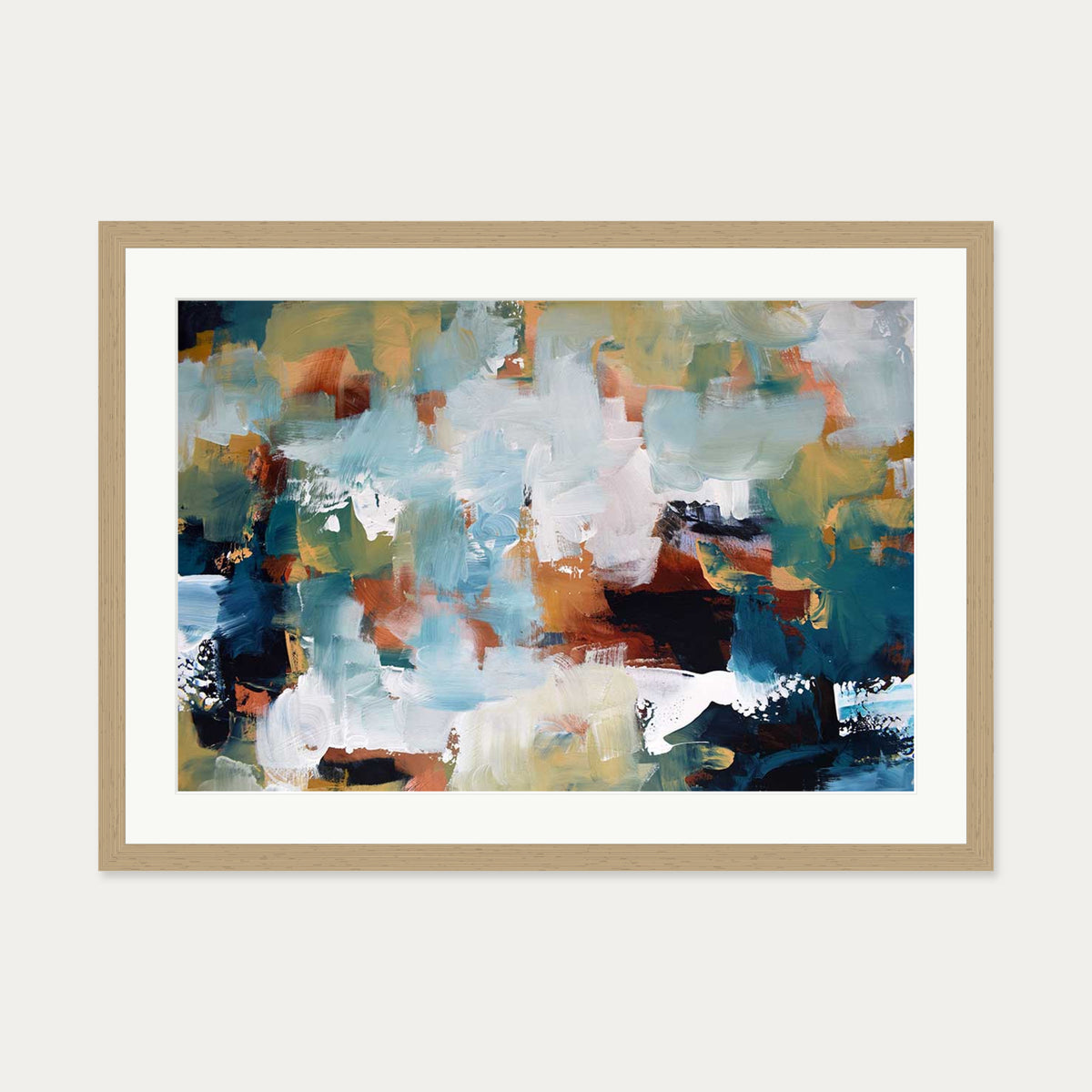 Abstract 476 Art Print — 50 x 70 cm — Oak Frame