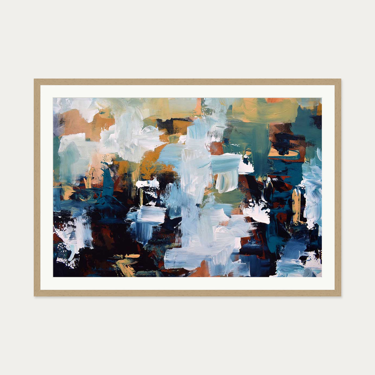 Abstract 477 Art Print — 70 x 100 cm — Oak Frame