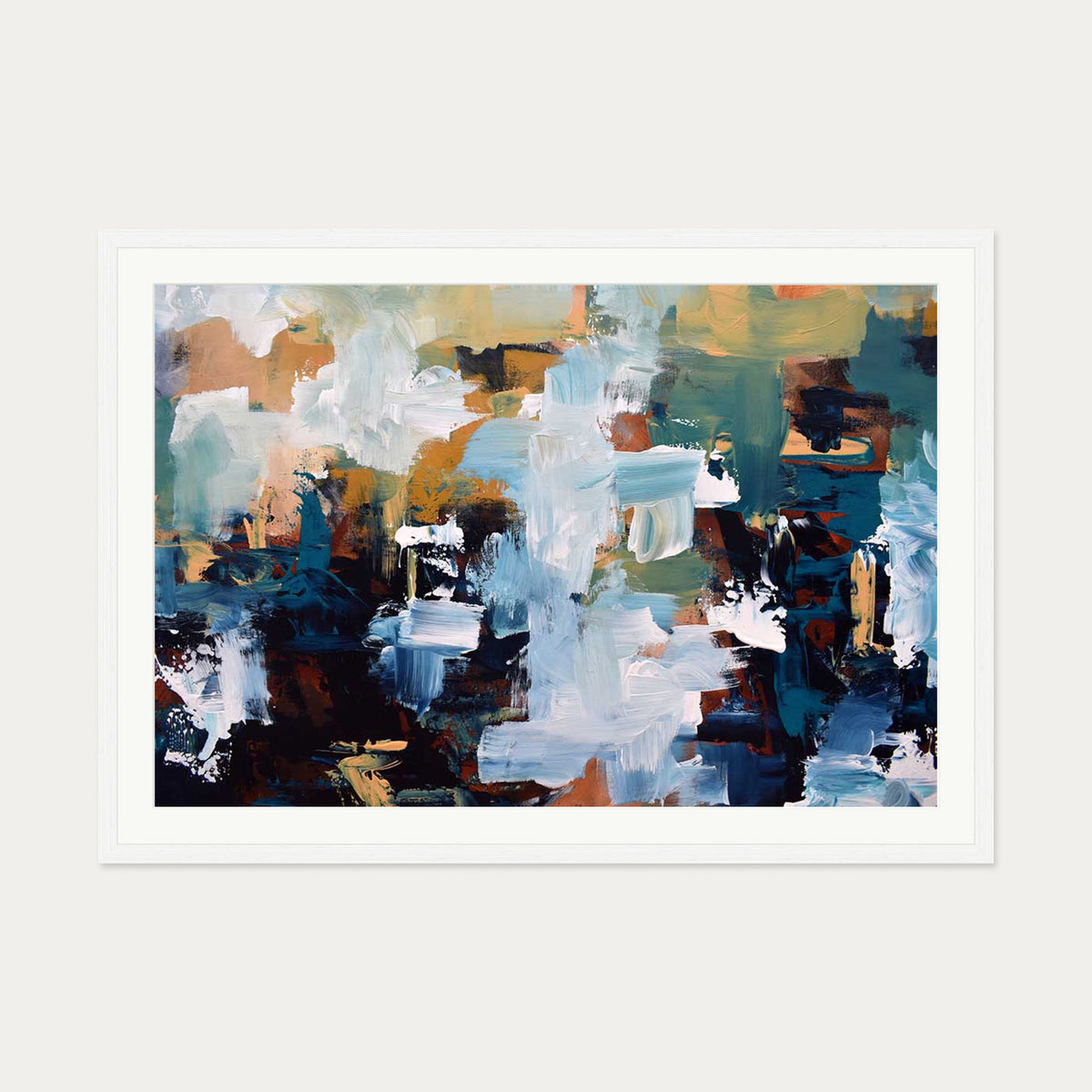Abstract 477 Art Print — 70 x 100 cm — White Frame