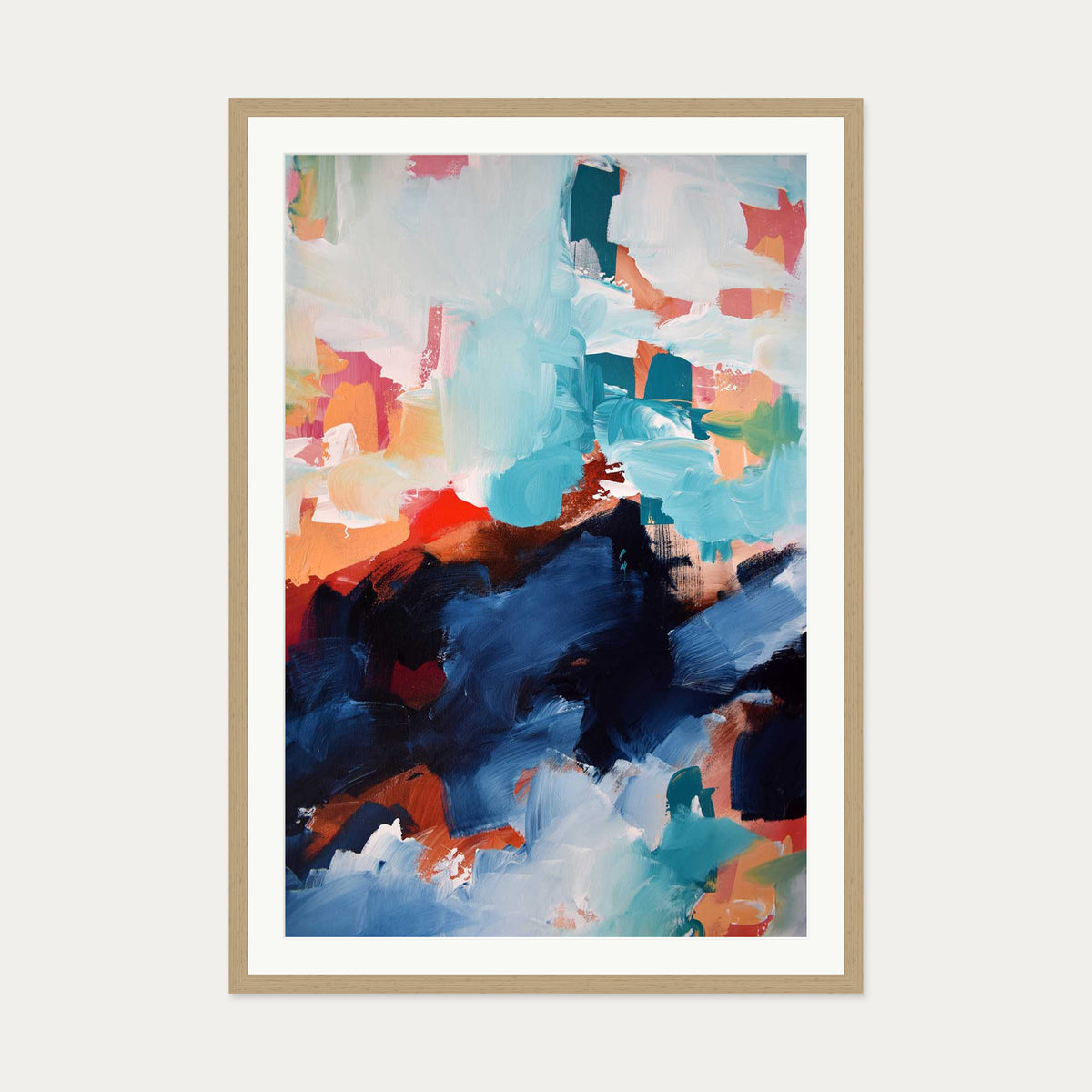 Abstract 478 Art Print — 70 x 100 cm — Oak Frame