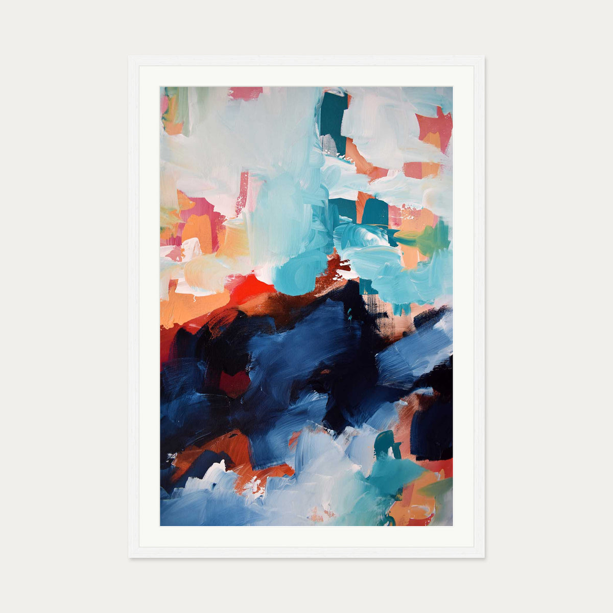 Abstract 478 Art Print — 70 x 100 cm — White Frame