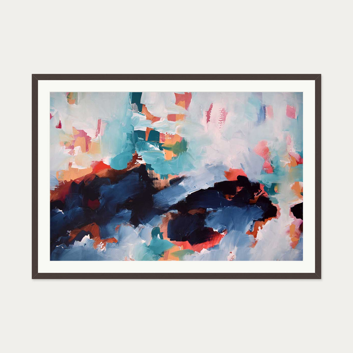 Abstract 479 Art Print — 70 x 100 cm — Brown Frame