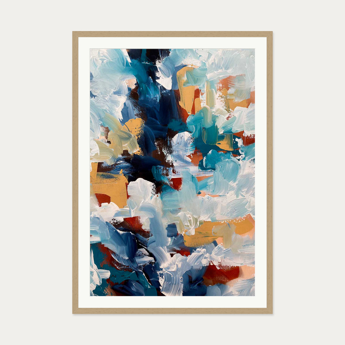 Abstract 480 Art Print — 70 x 100 cm — Oak Frame