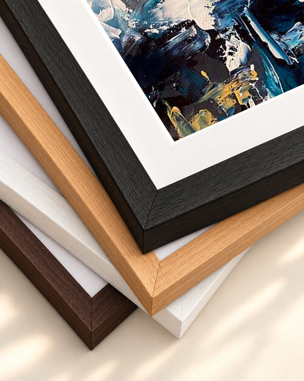 Abstract 481 Art Print — framed print corner with 5 cm mount and bevel