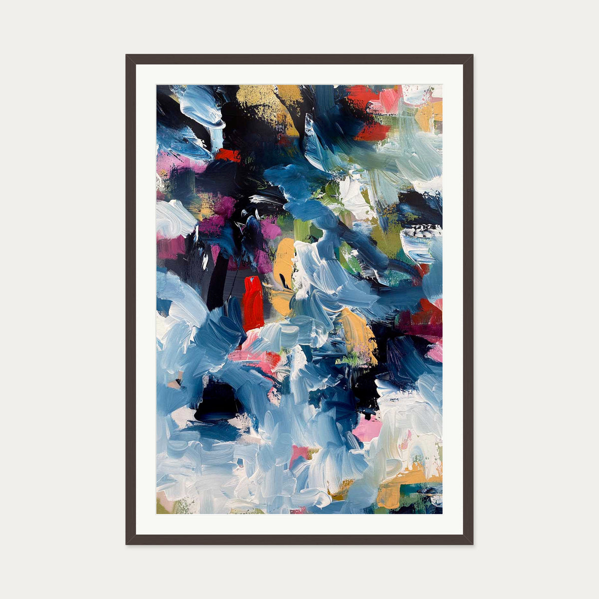 Abstract 487 Art Print — 70 x 100 cm — Brown Frame