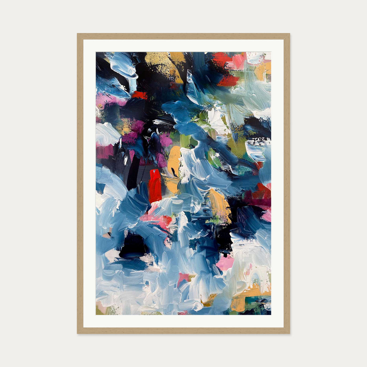 Abstract 487 Art Print — 70 x 100 cm — Oak Frame