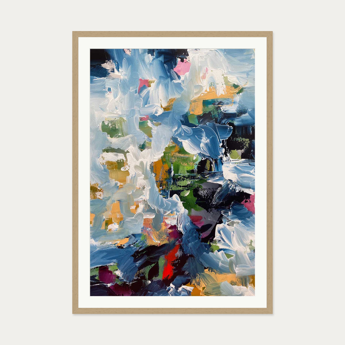 Abstract 488 Art Print — 70 x 100 cm — Oak Frame