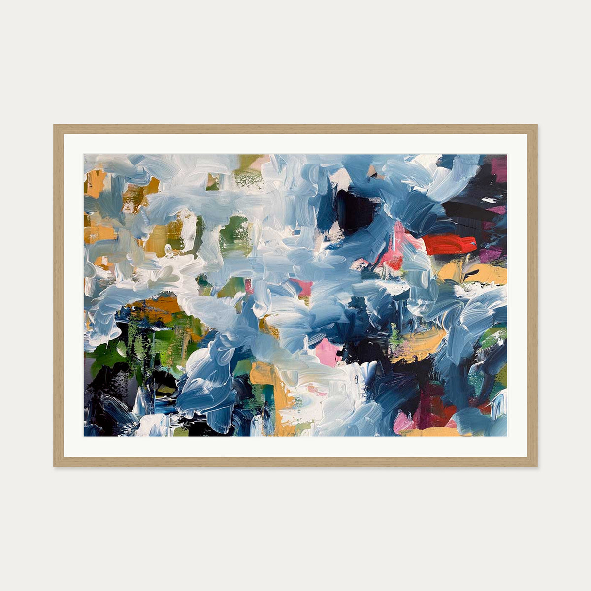 Abstract 493 Art Print — 70 x 100 cm — Oak Frame