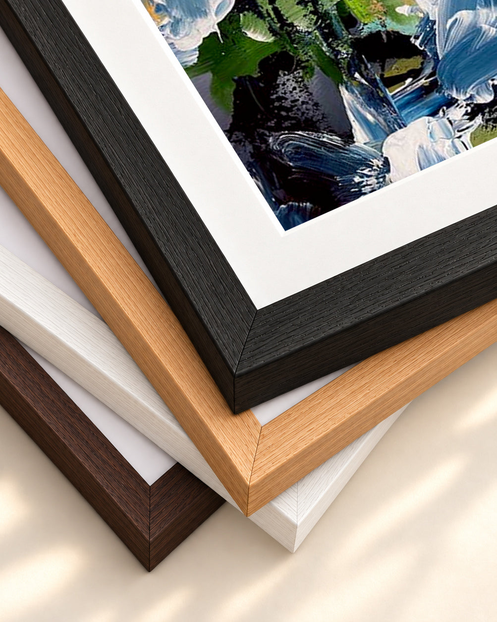 Abstract 493 Art Print — framed print corner with 5 cm mount and bevel