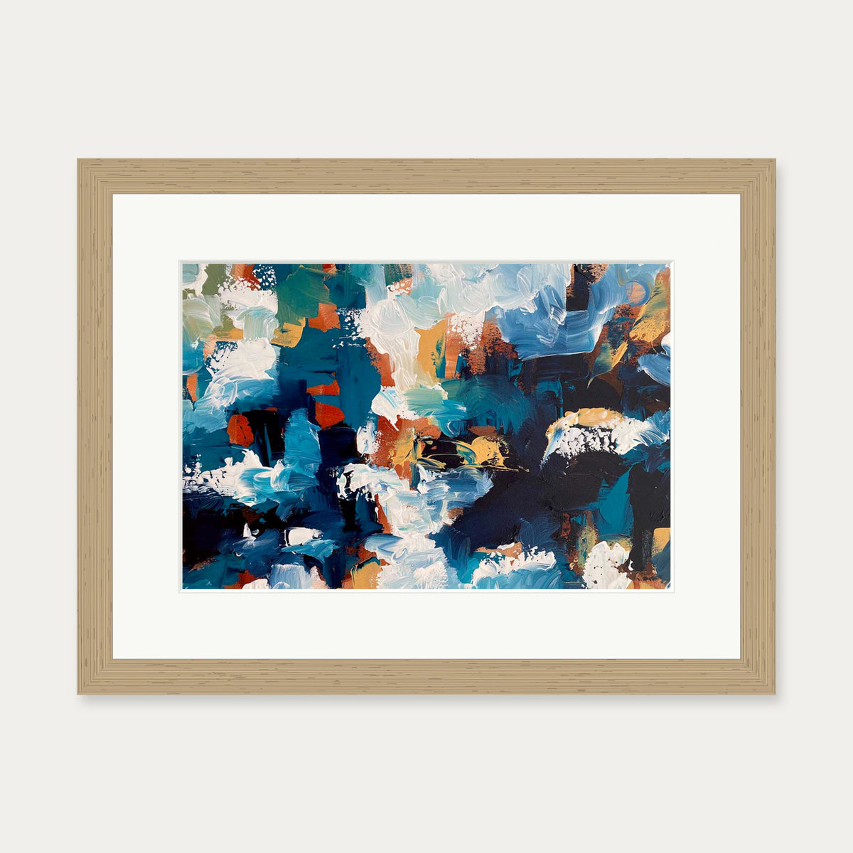 Abstract 494 Art Print — 30 x 40 cm — Oak Frame