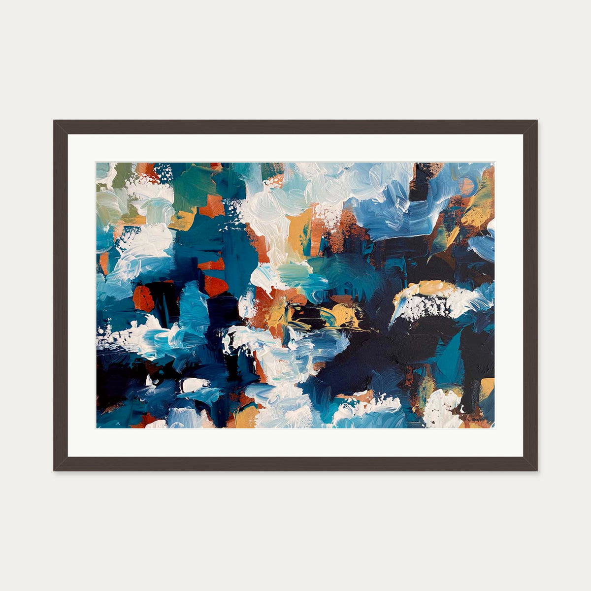 Abstract 494 Art Print — 50 x 70 cm — Brown Frame
