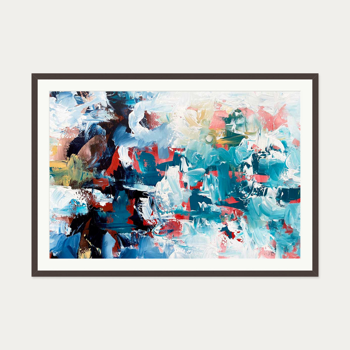 Abstract 498 Art Print — 70 x 100 cm — Brown Frame