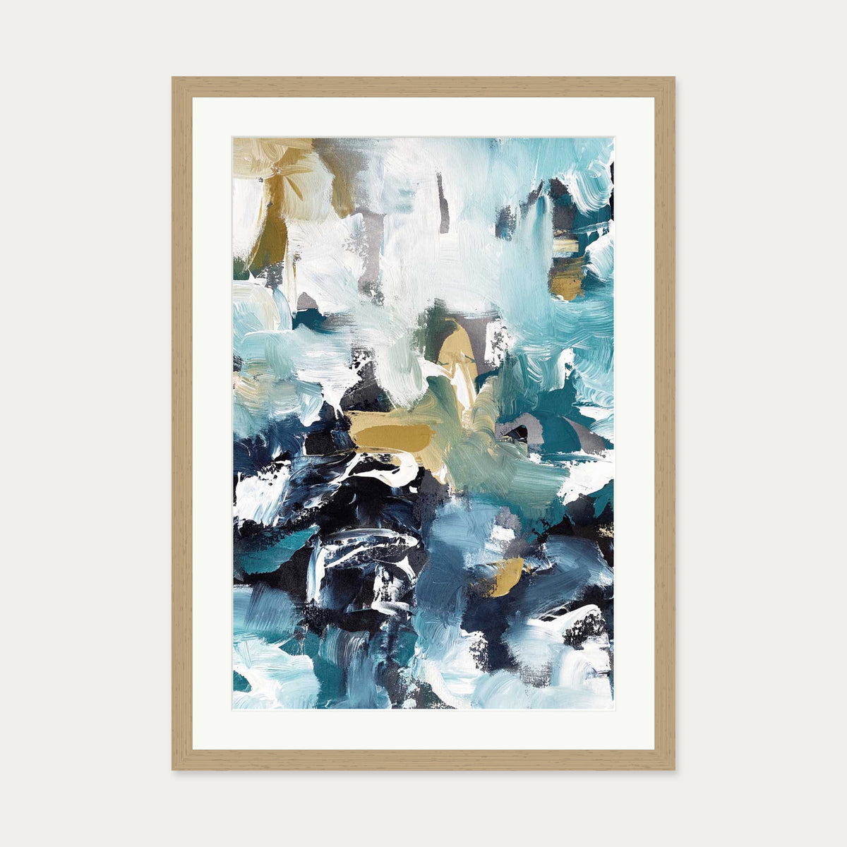 Abstract 502 Art Print — 50 x 70 cm — Oak Frame