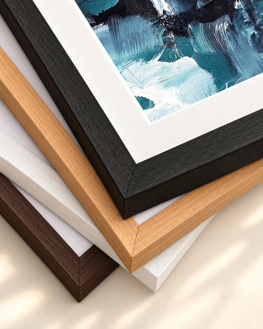 Abstract 502 Art Print — framed print corner with 5 cm mount and bevel