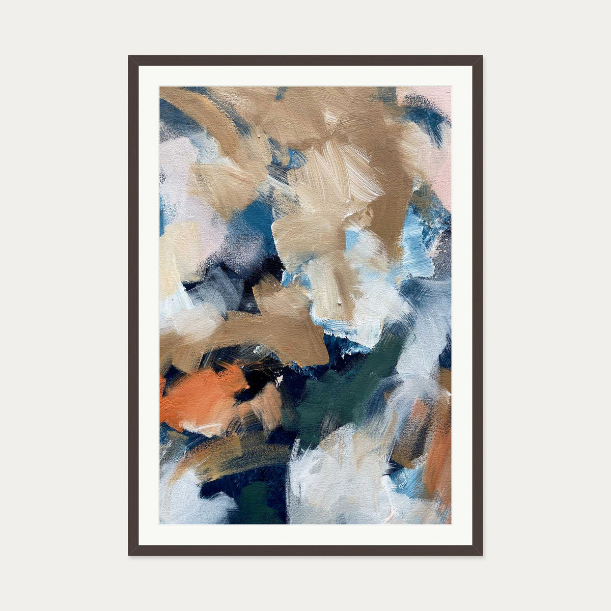 Abstract 505 Art Print — 70 x 100 cm — Brown Frame