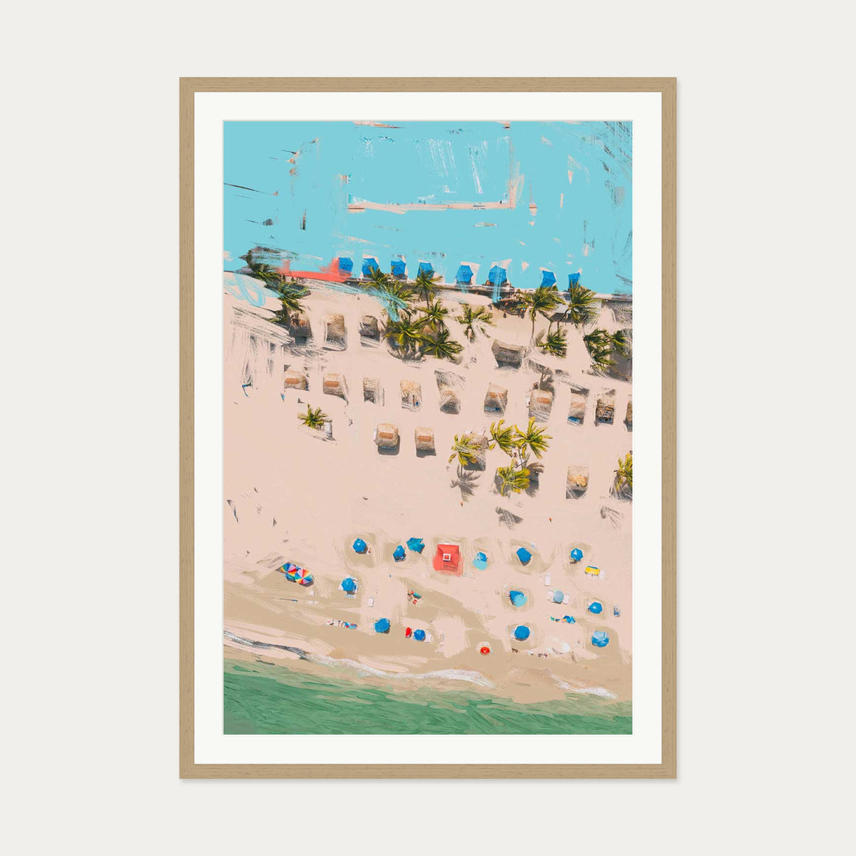 Beach Study Art Print — 70 x 100 cm — Oak Frame