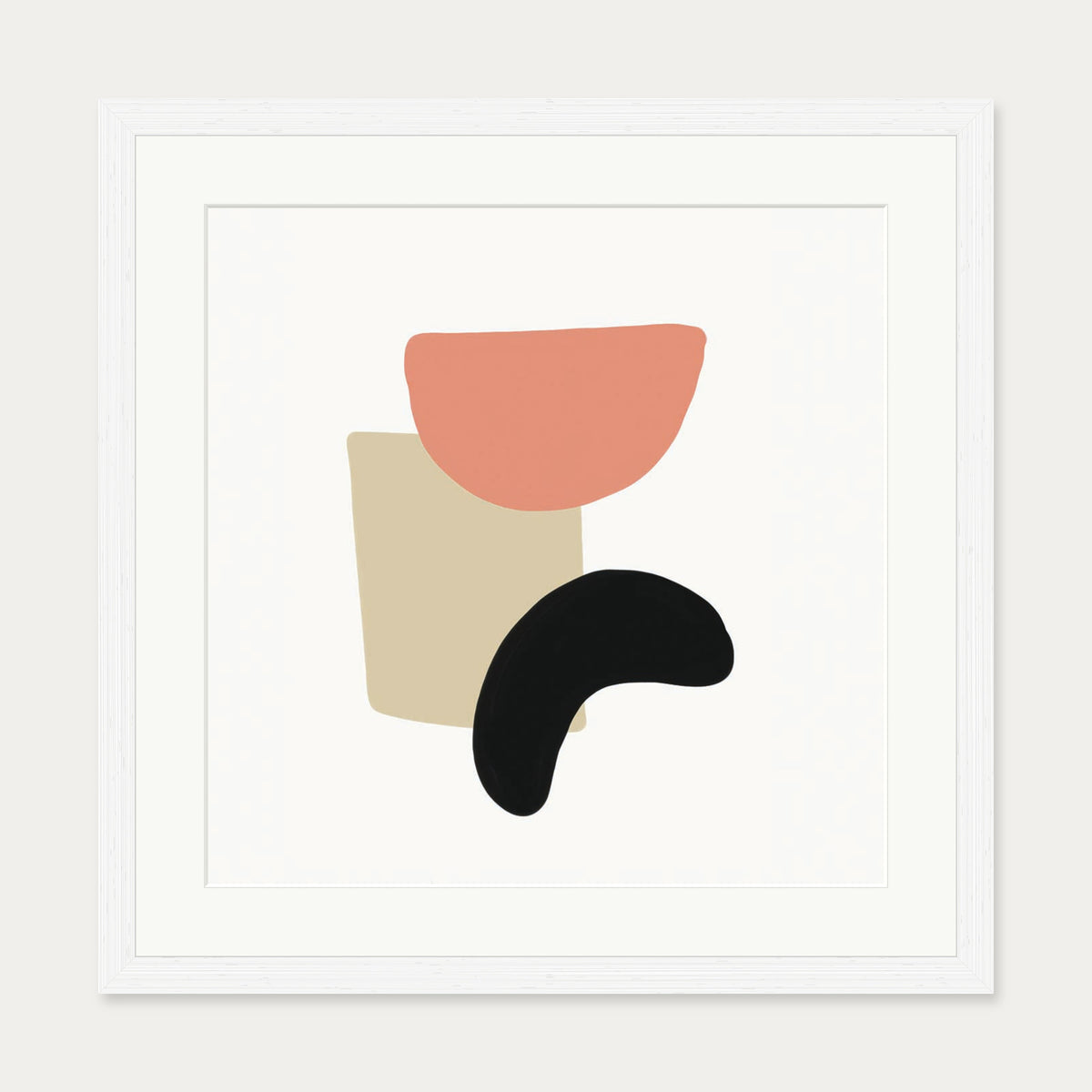 Abstract Bean Art Print — 50 x 50 cm — White Frame