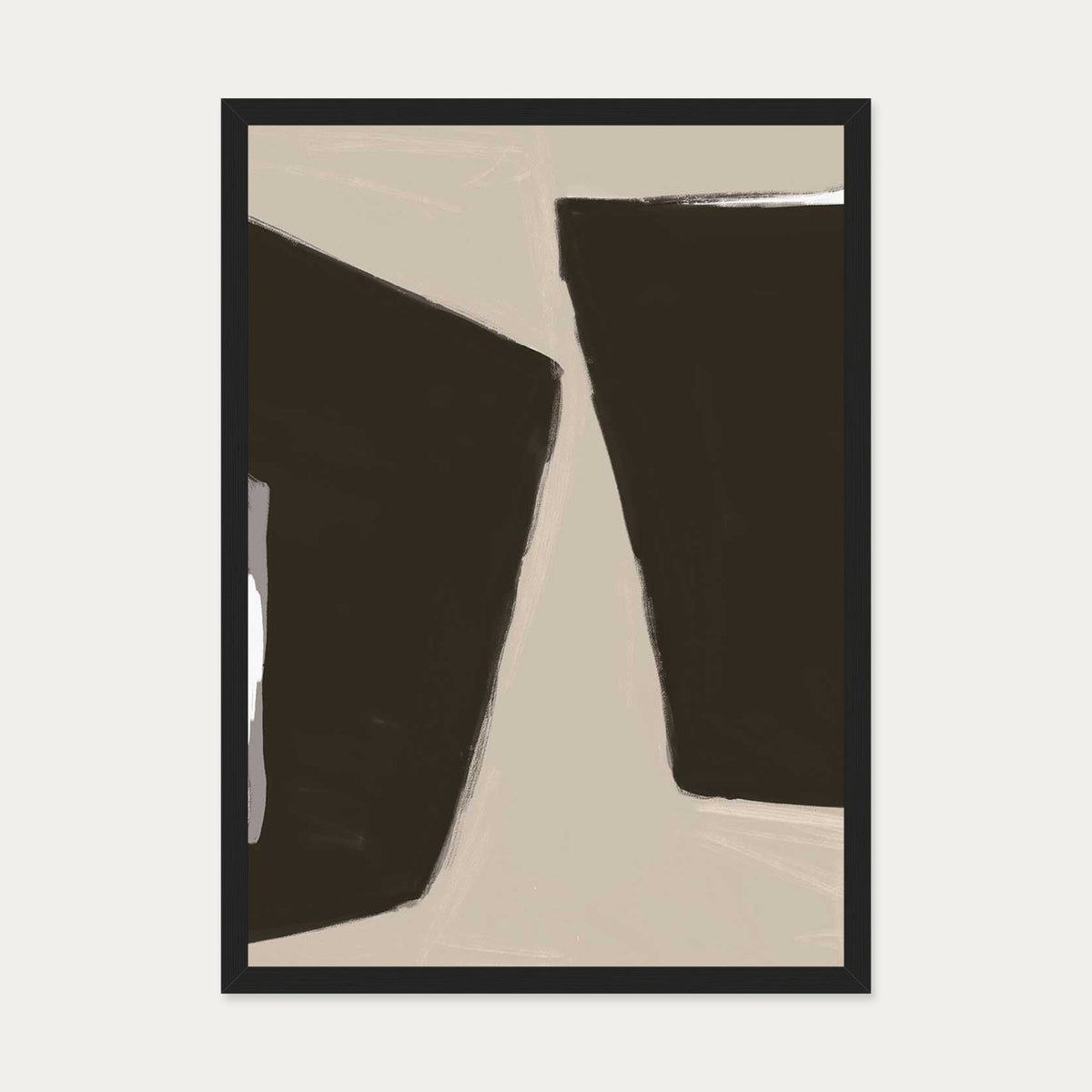 Abstract Beige 2 Art Print — 50 x 70 cm — Black Frame