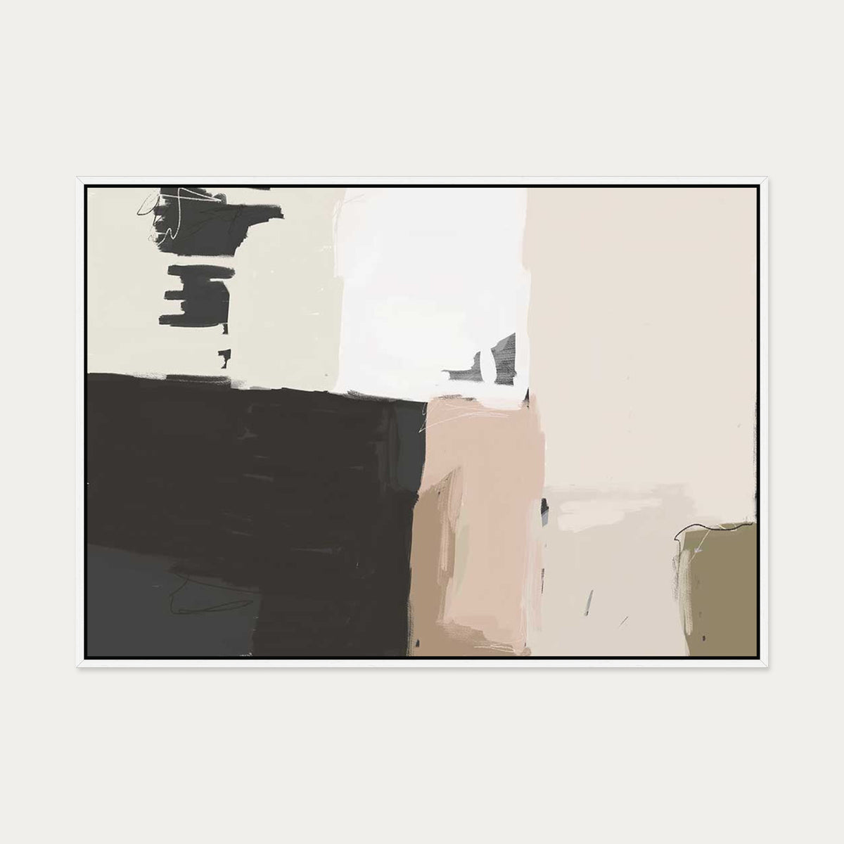 Abstract Beige Canvas Art — 70 x 100 cm — White Frame
