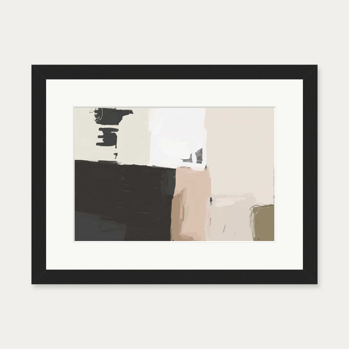 Abstract Beige Art Print — 30 x 40 cm — Black Frame