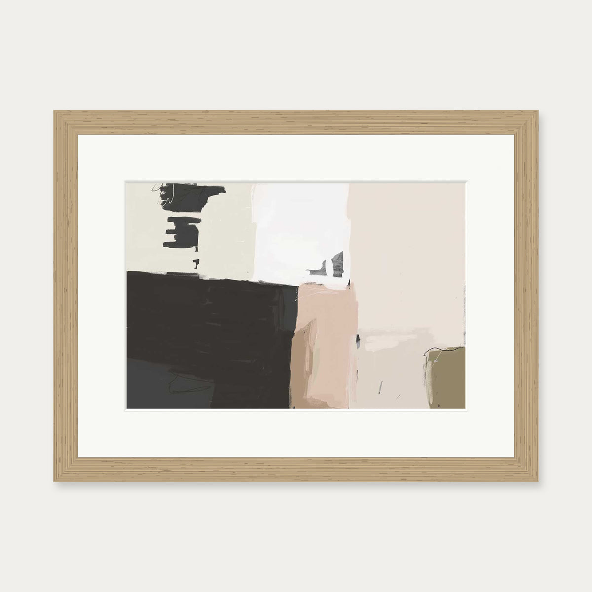 Abstract Beige Art Print — 30 x 40 cm — Oak Frame