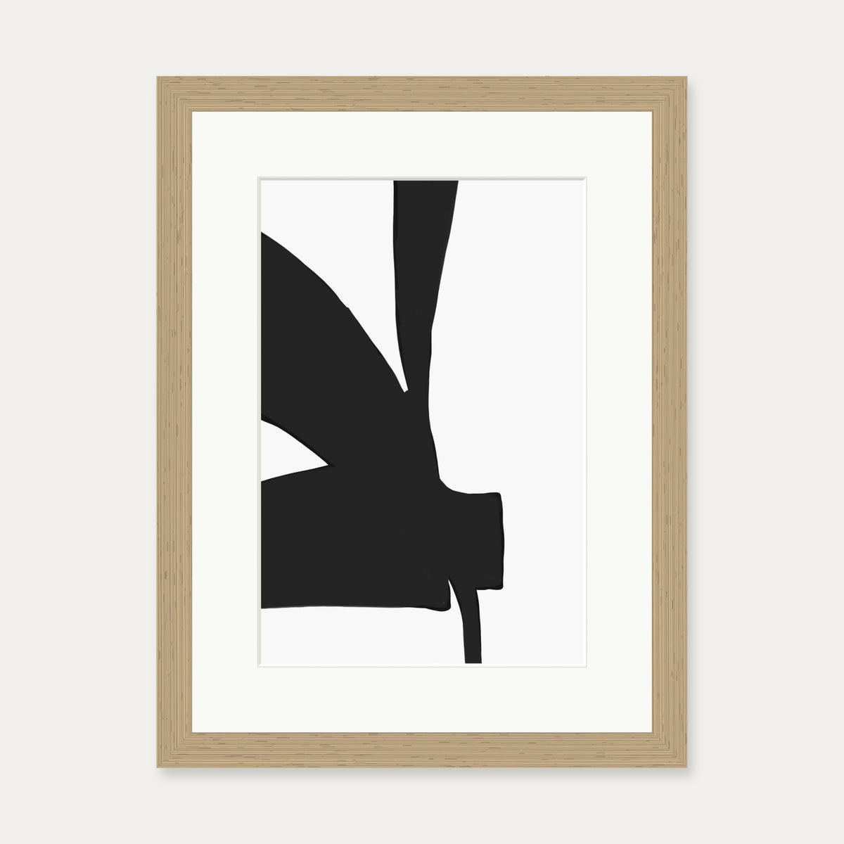 Abstract Black Lines 2 Art Print — 30 x 40 cm — Oak Frame