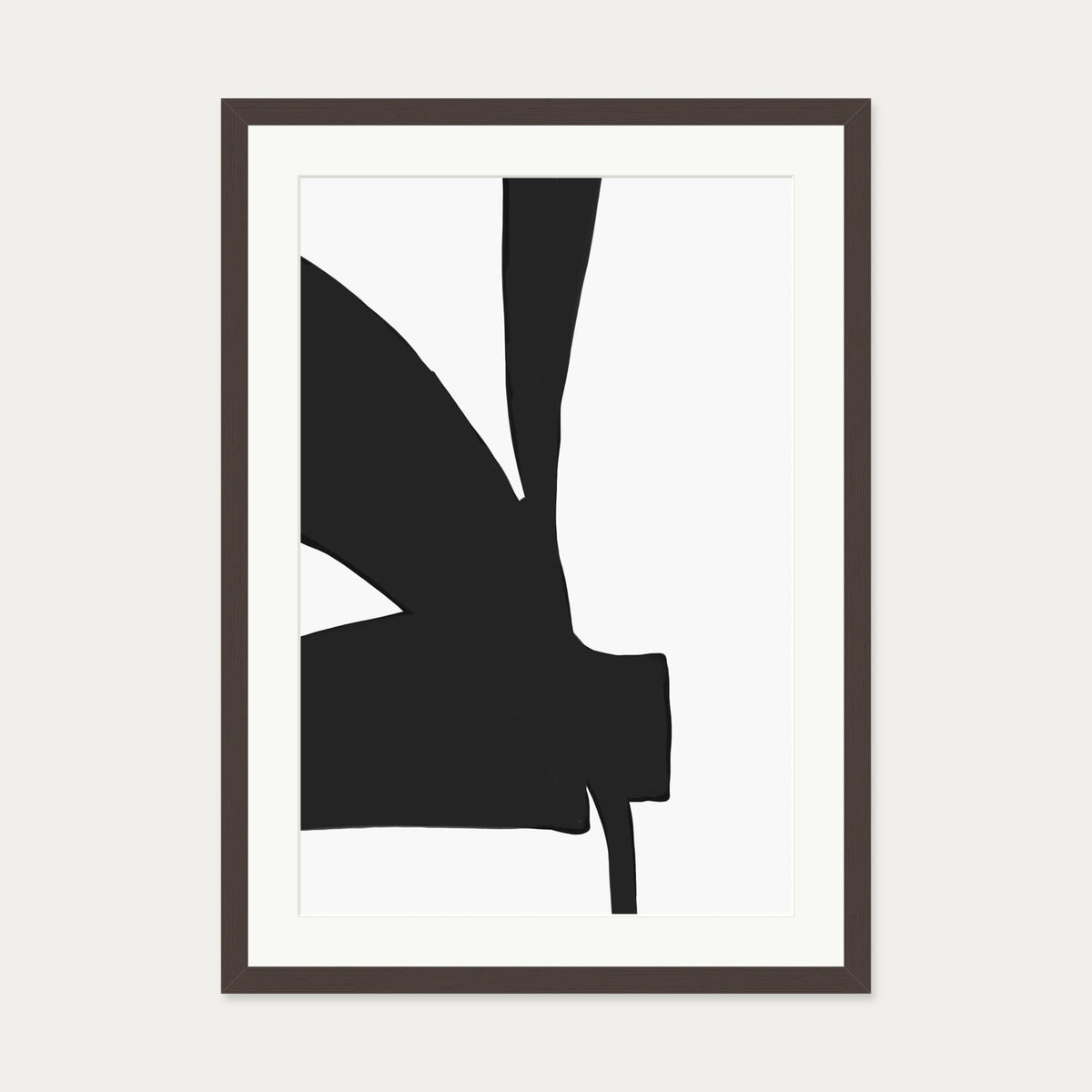 Abstract Black Lines 2 Art Print — 50 x 70 cm — Brown Frame