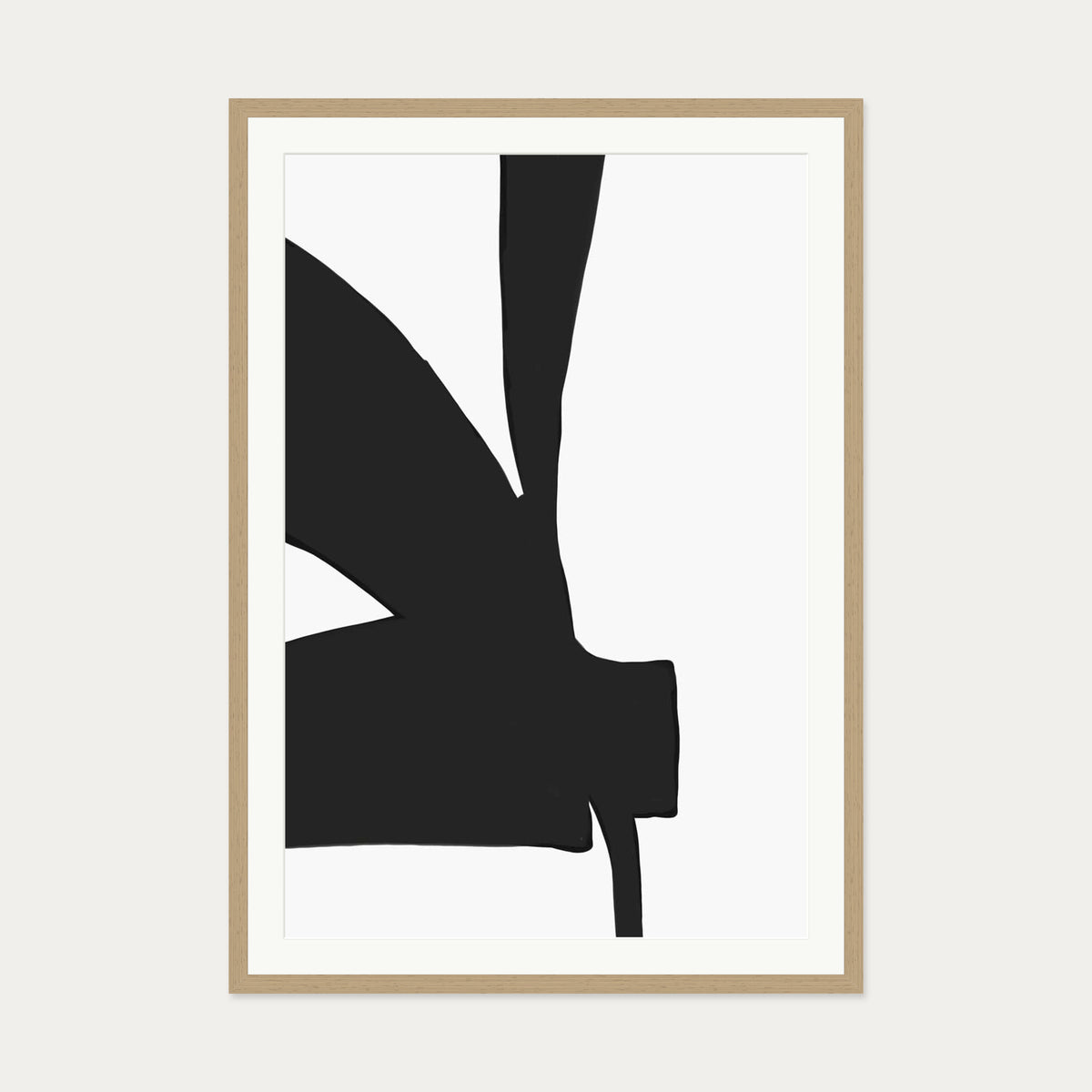 Abstract Black Lines 2 Art Print — 70 x 100 cm — Oak Frame