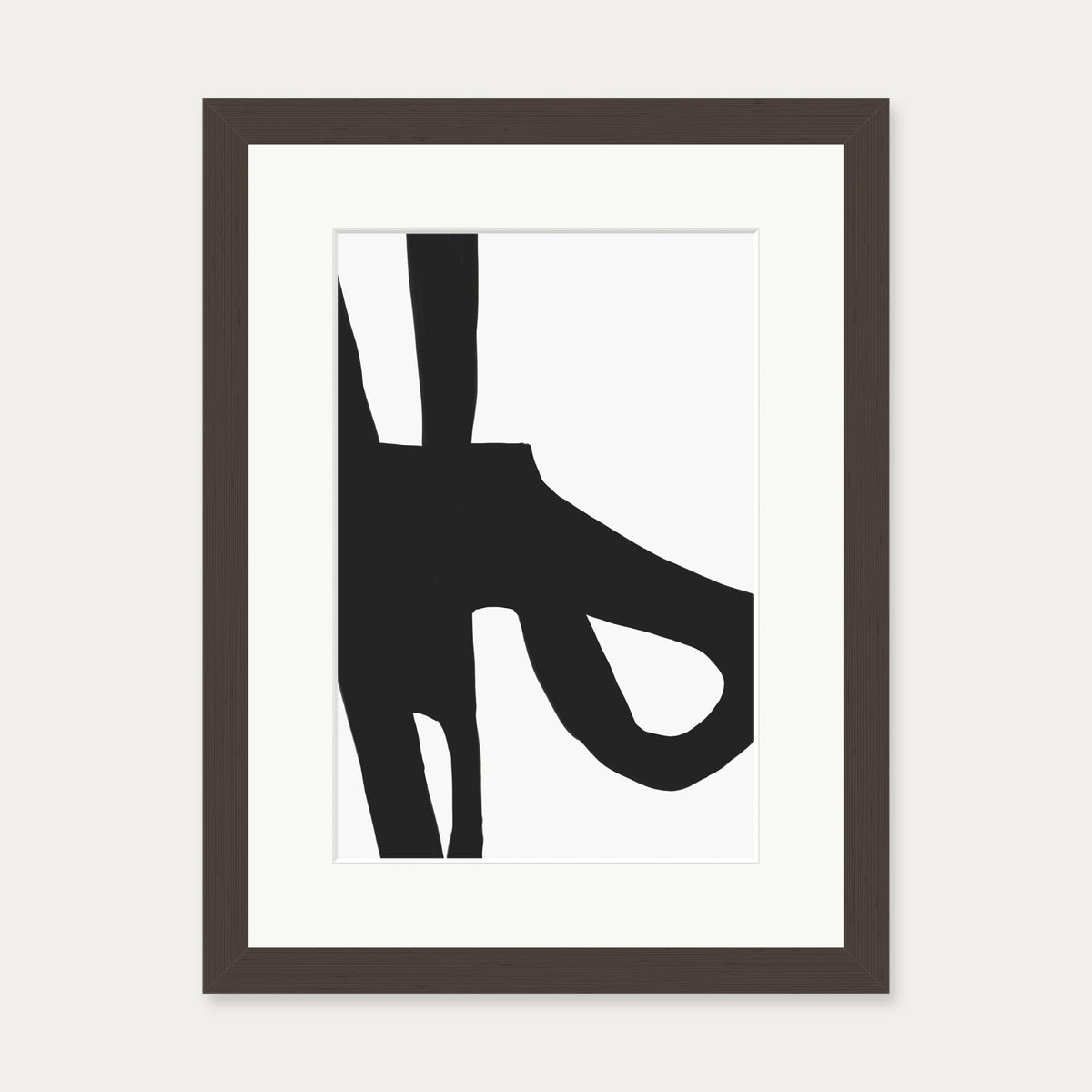Abstract Black Lines Art Print — 30 x 40 cm — Brown Frame