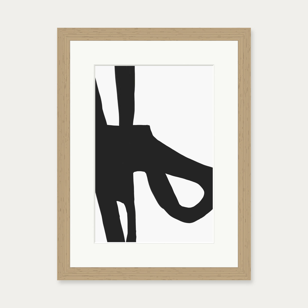 Abstract Black Lines Art Print — 30 x 40 cm — Oak Frame