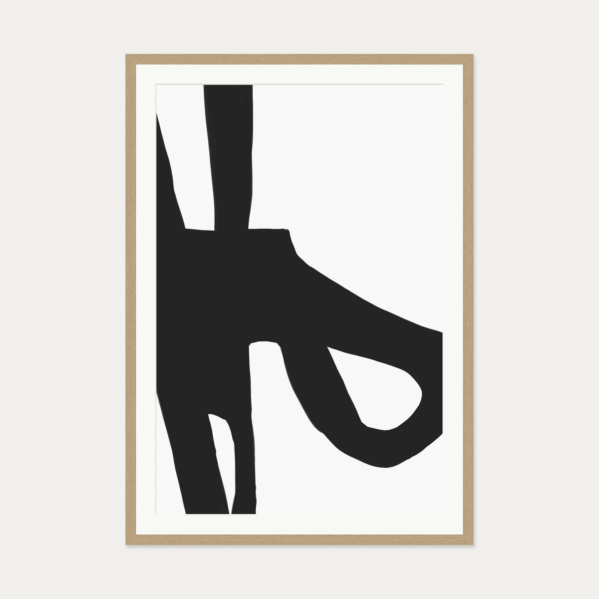 Abstract Black Lines Art Print — 70 x 100 cm — Oak Frame