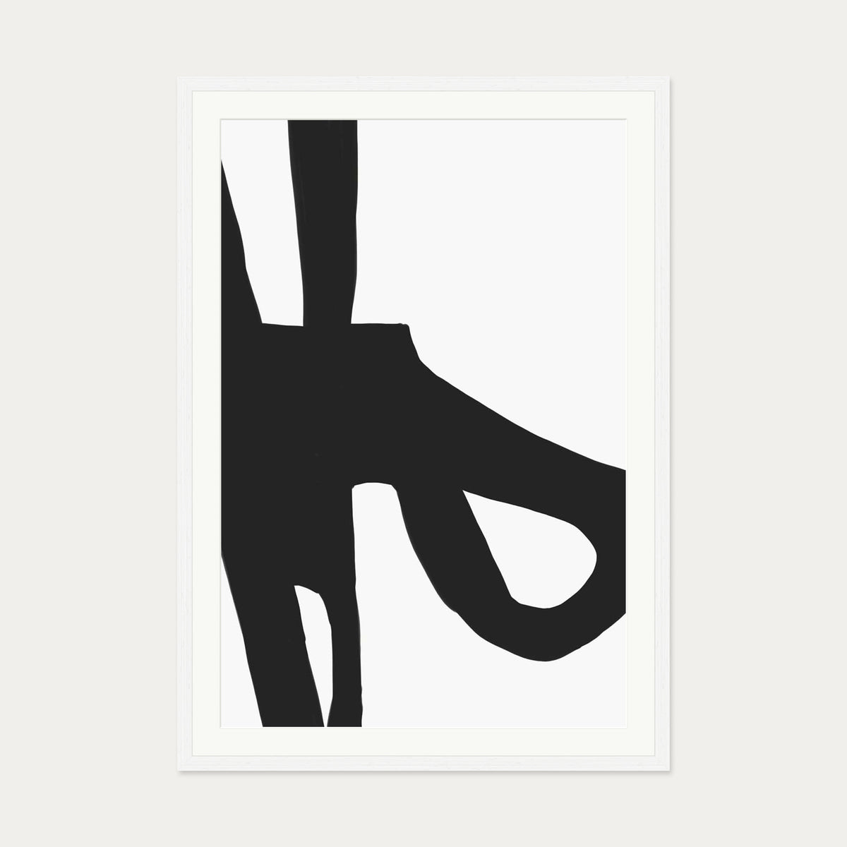 Abstract Black Lines Art Print — 70 x 100 cm — White Frame