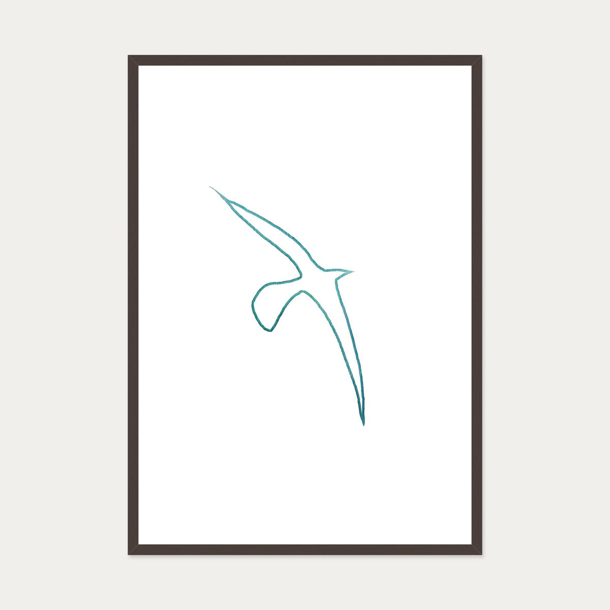 Matisse Blue Bird Art Print — 70 x 100 cm — Brown Frame