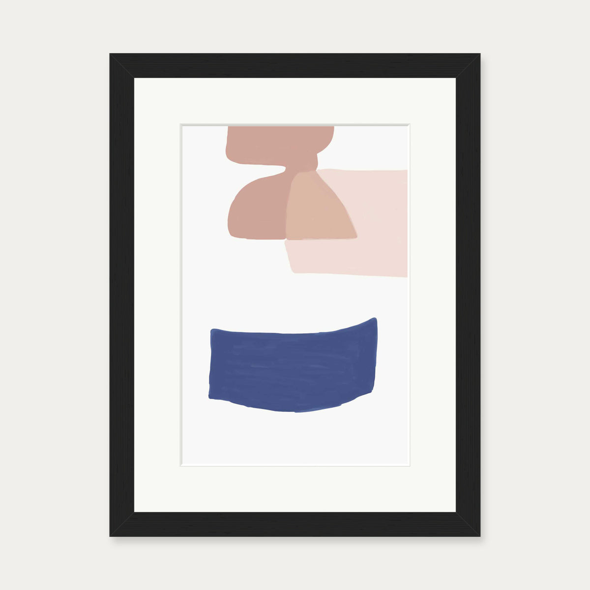 Abstract Blue Shapes 2 Art Print — 30 x 40 cm — Black Frame