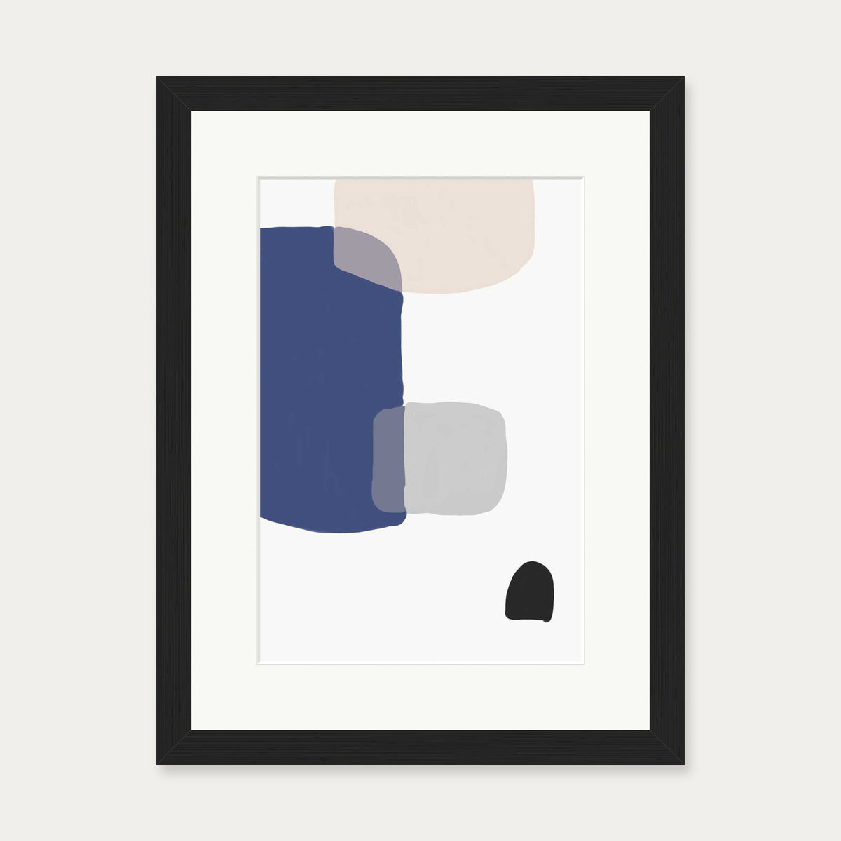 Abstract Blue Shapes Art Print — 30 x 40 cm — Black Frame