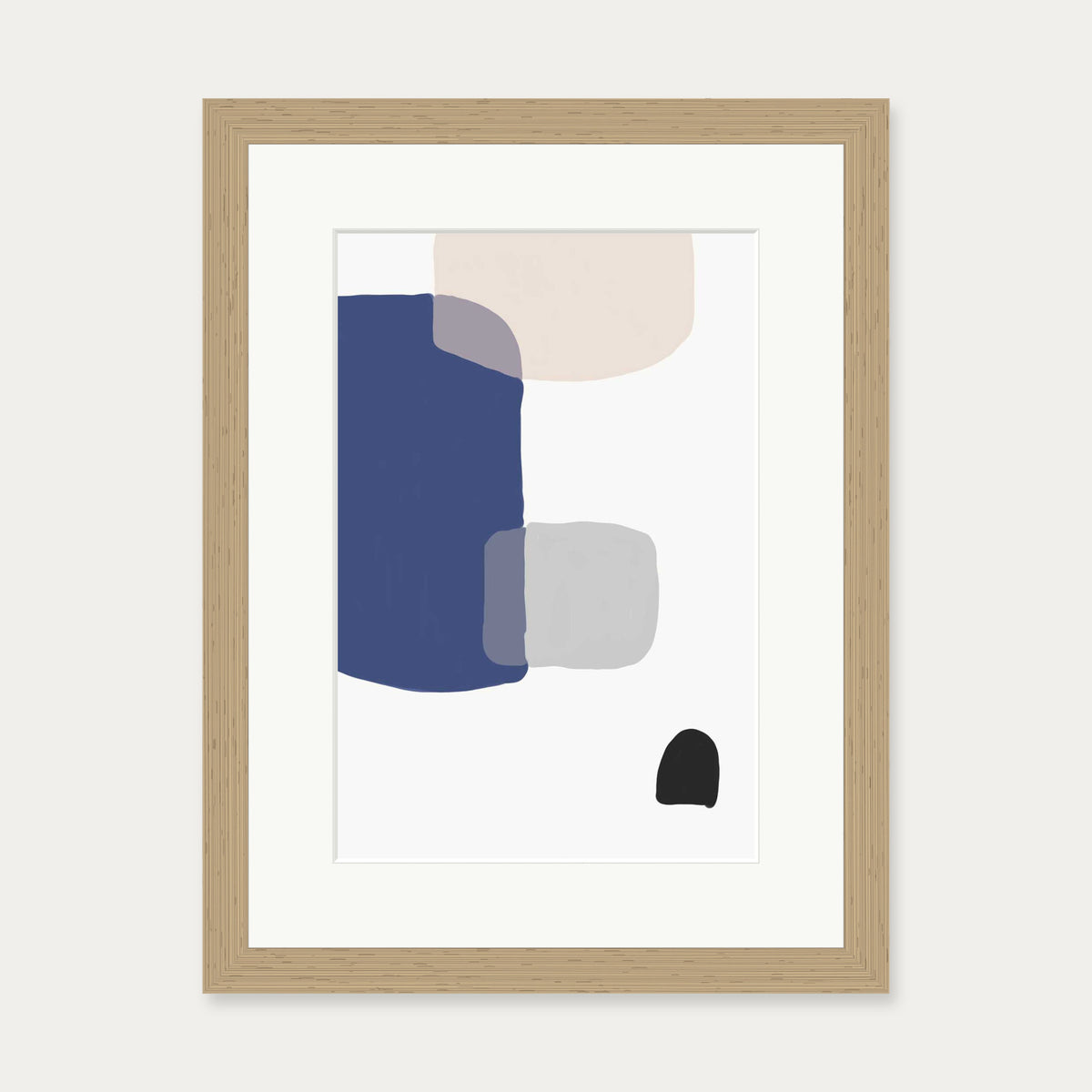 Abstract Blue Shapes Art Print — 30 x 40 cm — Oak Frame