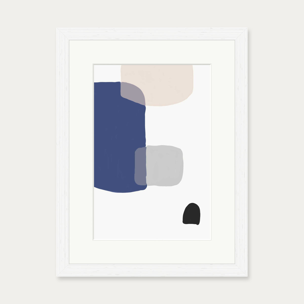 Abstract Blue Shapes Art Print — 30 x 40 cm — White Frame