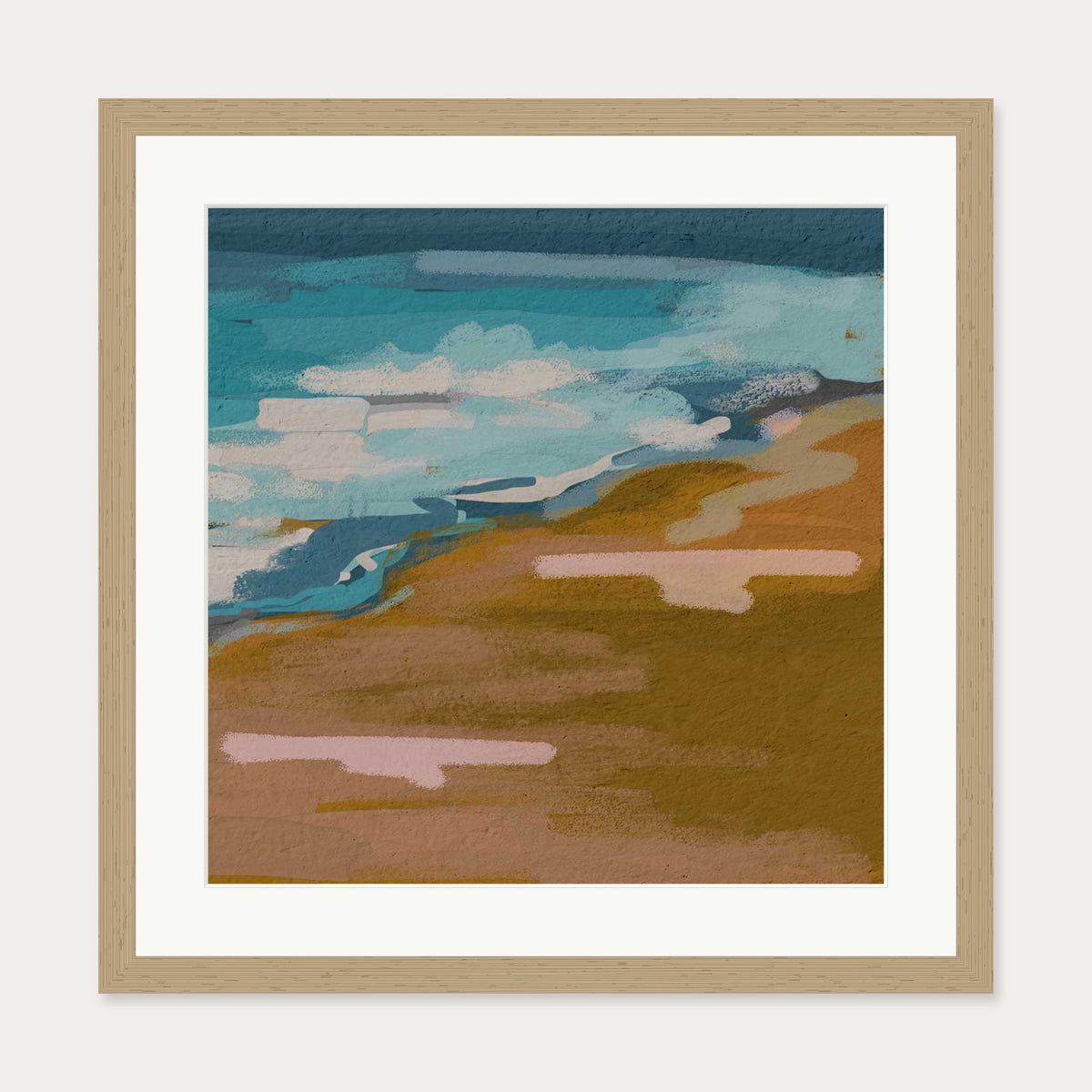 Abstract Breeze I Art Print — 50 x 50 cm — Oak Frame