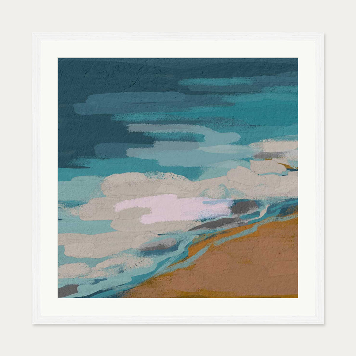 Abstract Breeze II Art Print — 70 x 70 cm — White Frame