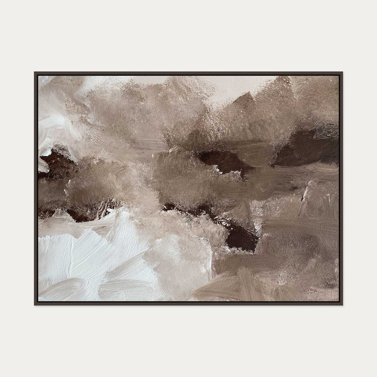 Abstract Brown Shapes Canvas Art — 90 x 120 cm — Brown Frame