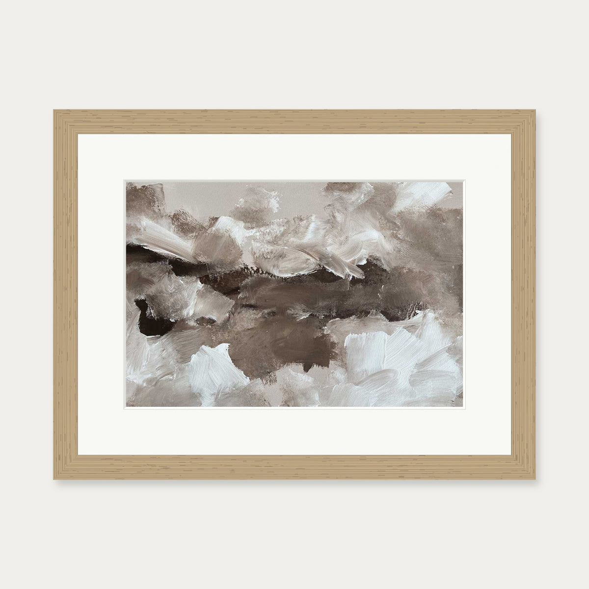 Abstract Brown Tones Art Print — 30 x 40 cm — Oak Frame