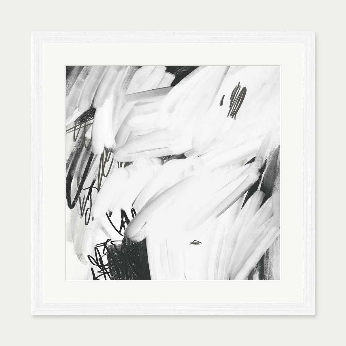 Abstract Brushed Square Art Print — 50 x 50 cm — White Frame
