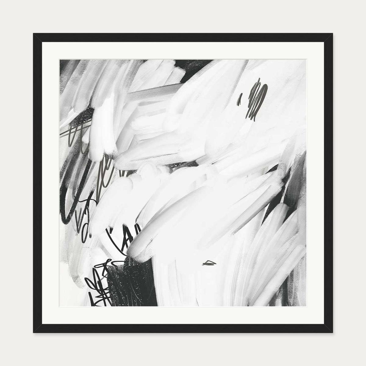 Abstract Brushed Square Art Print — 70 x 70 cm — Black Frame