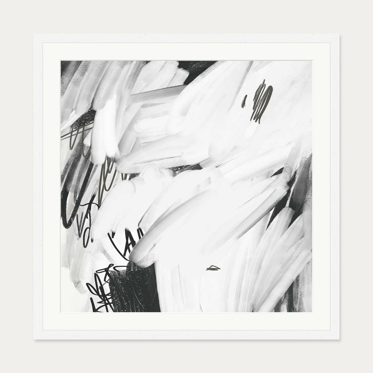 Abstract Brushed Square Art Print — 70 x 70 cm — White Frame