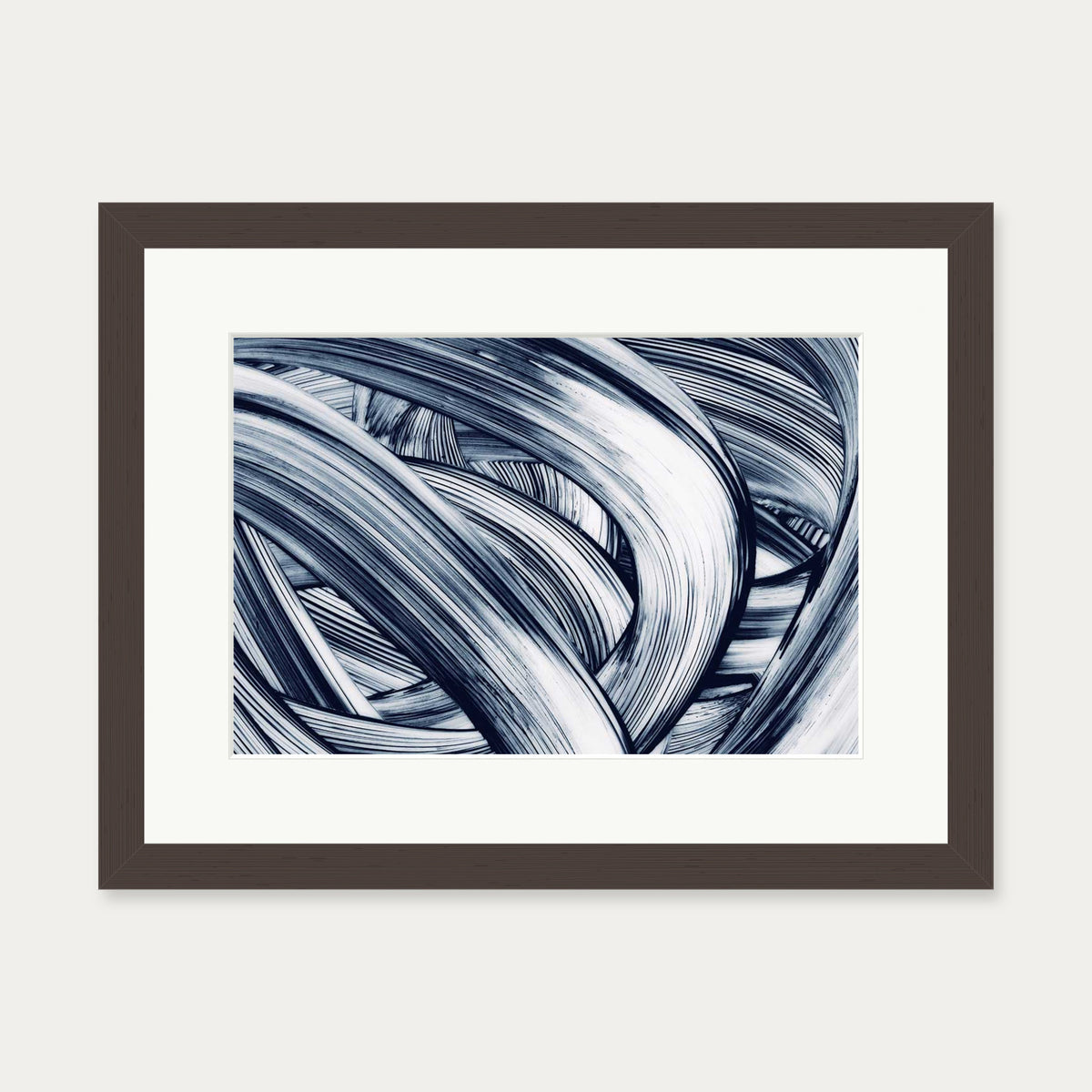 Abstract Brushstrokes Art Print — 30 x 40 cm — Brown Frame