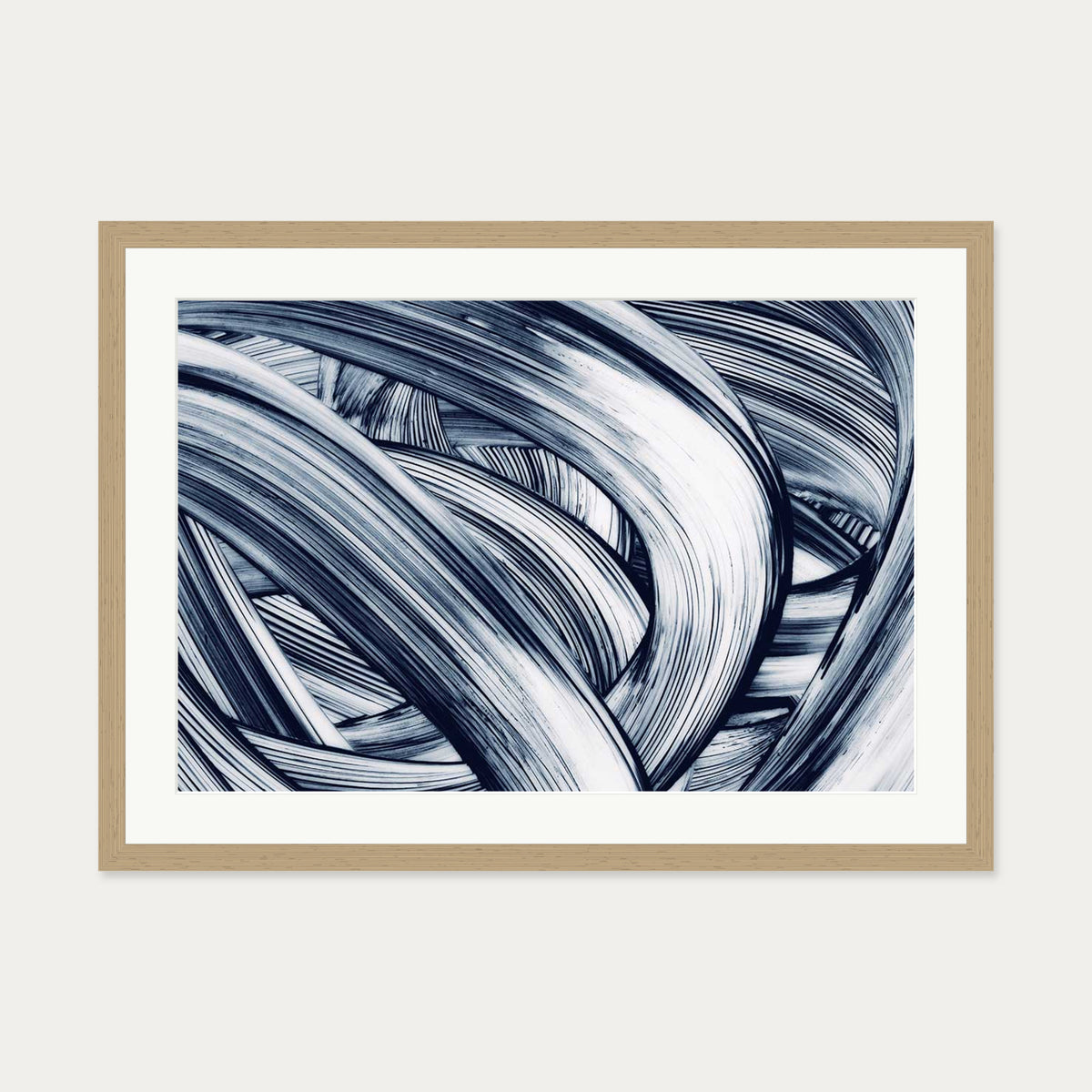 Abstract Brushstrokes Art Print — 50 x 70 cm — Oak Frame